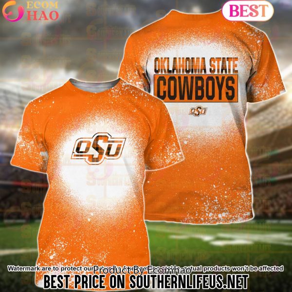NCAA Oklahoma State Cowboys Football Plaid Bleached 3D Hoodie