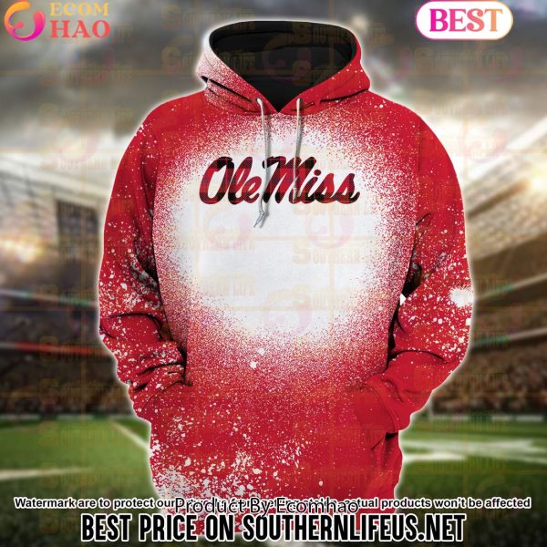 NCAA Ole Miss Rebels Football Plaid Bleached 3D Hoodie