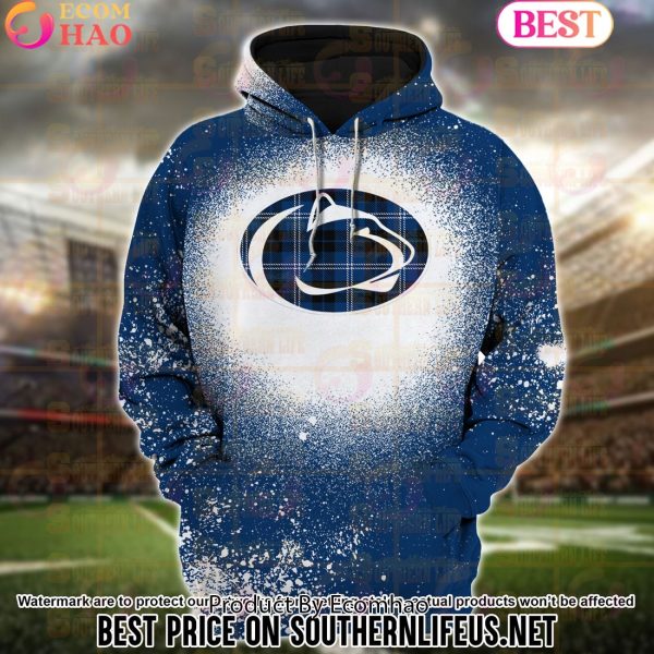 NCAA Penn State Nittany Lions Football Plaid Bleached 3D Hoodie
