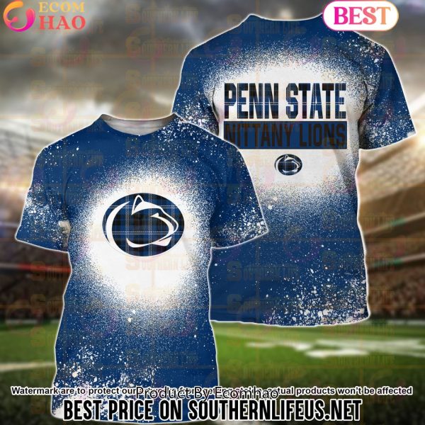 NCAA Penn State Nittany Lions Football Plaid Bleached 3D Hoodie