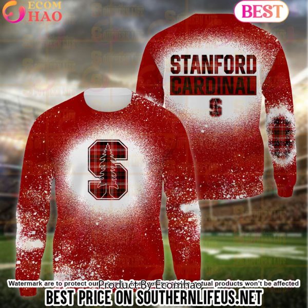 NCAA Stanford Cardinal Football Plaid Bleached 3D Hoodie