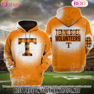 NCAA Tennessee Volunteers Football Plaid Bleached 3D Hoodie
