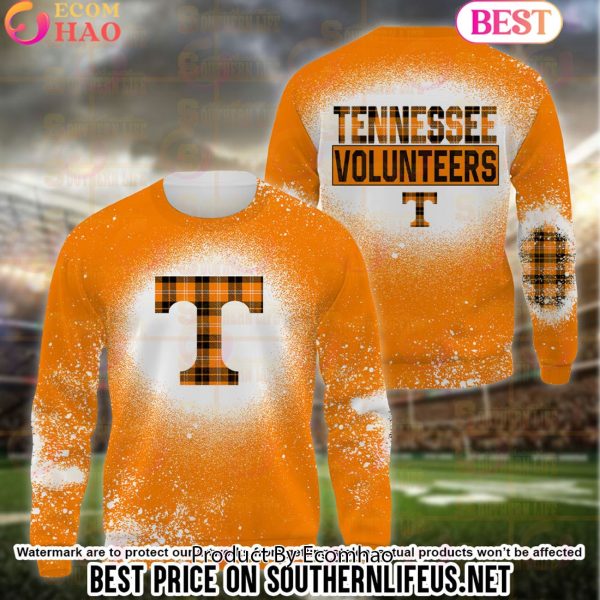 NCAA Tennessee Volunteers Football Plaid Bleached 3D Hoodie