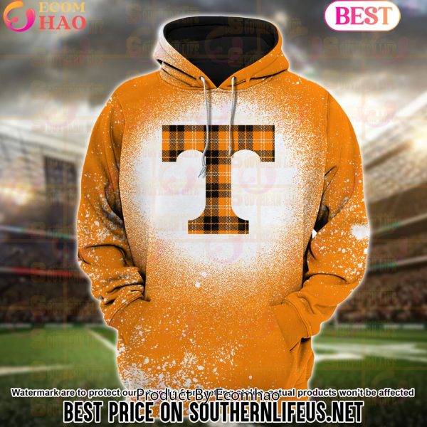 NCAA Tennessee Volunteers Football Plaid Bleached 3D Hoodie