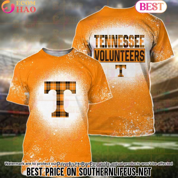 NCAA Tennessee Volunteers Football Plaid Bleached 3D Hoodie