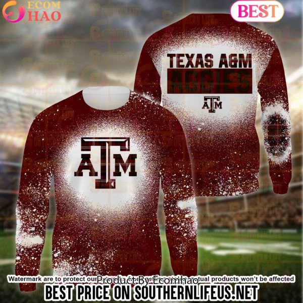 NCAA Texas A&M Aggies Football Plaid Bleached 3D Hoodie