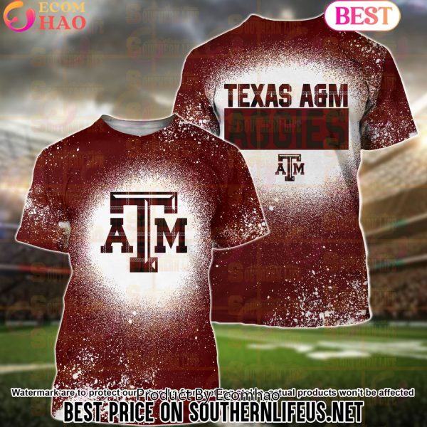 NCAA Texas A&M Aggies Football Plaid Bleached 3D Hoodie