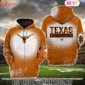 NCAA Texas Longhorns Football Plaid Bleached 3D Hoodie