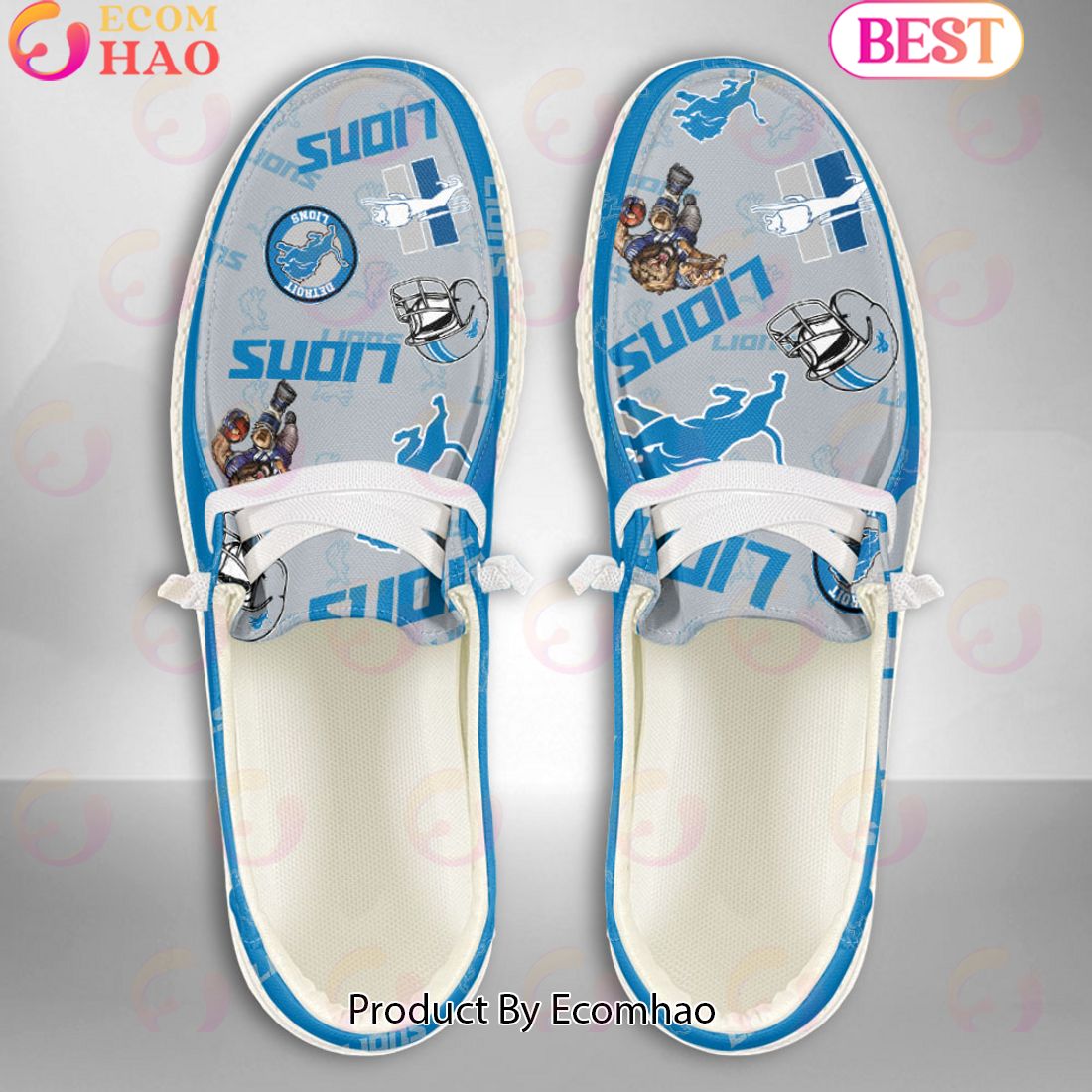 NFL Detroit Lions Personalized Hey Dude Shoes