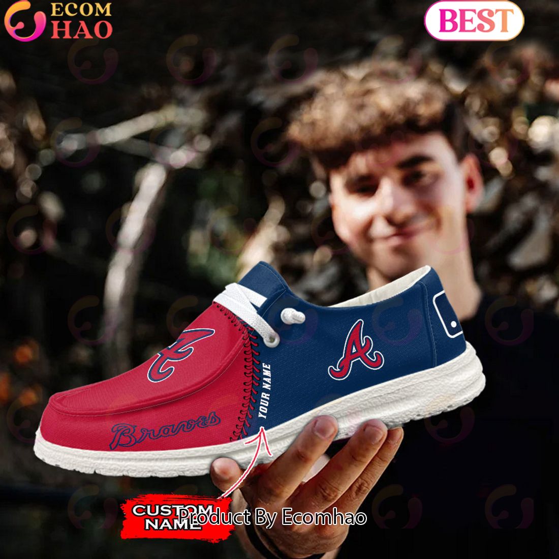 Custom Name MLB Atlanta Braves Hey Dude Shoes