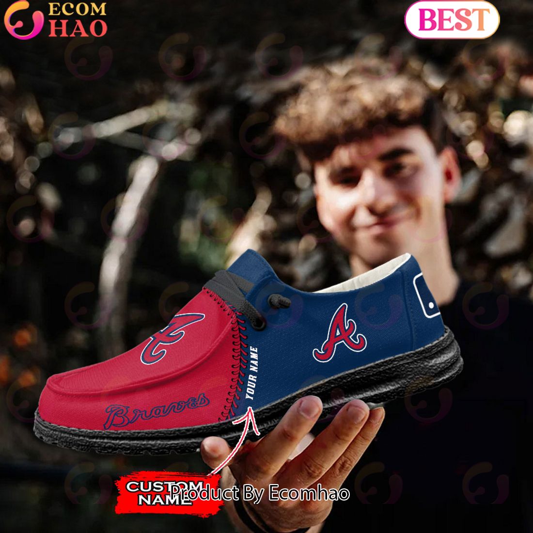 Custom Name MLB Atlanta Braves Hey Dude Shoes