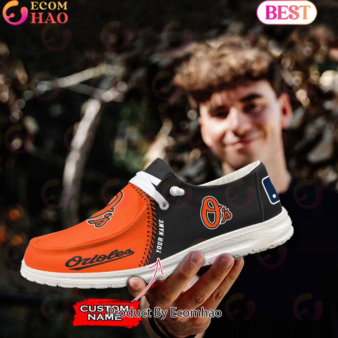 Custom Name MLB Baltimore Orioles Hey Dude Shoes