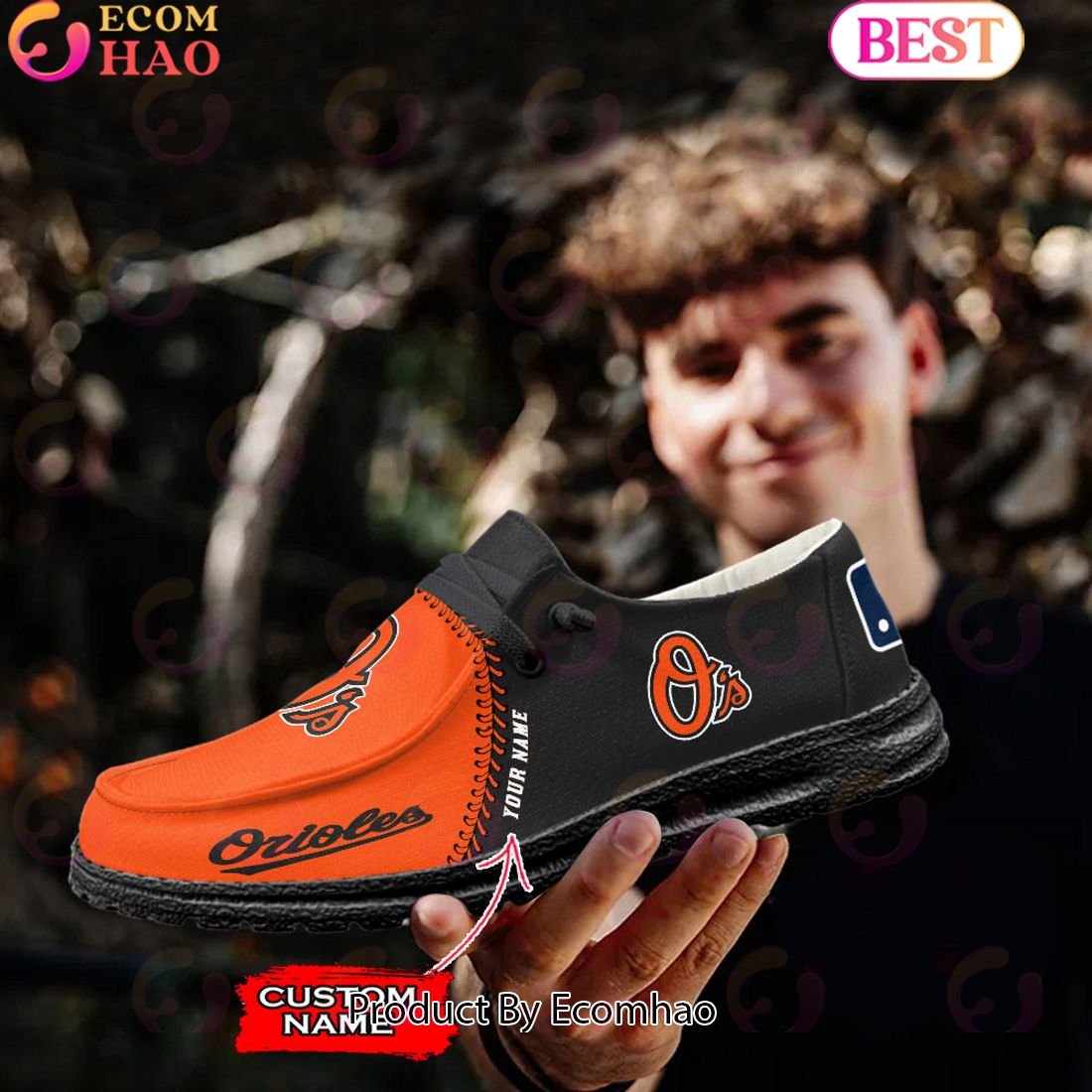 Custom Name MLB Baltimore Orioles Hey Dude Shoes