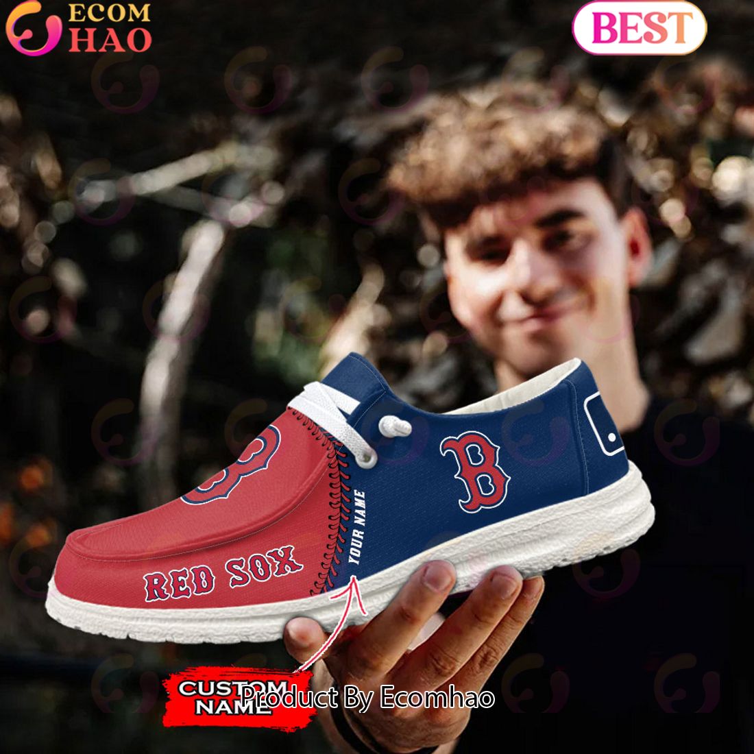 Custom Name MLB Boston Red Sox Hey Dude Shoes