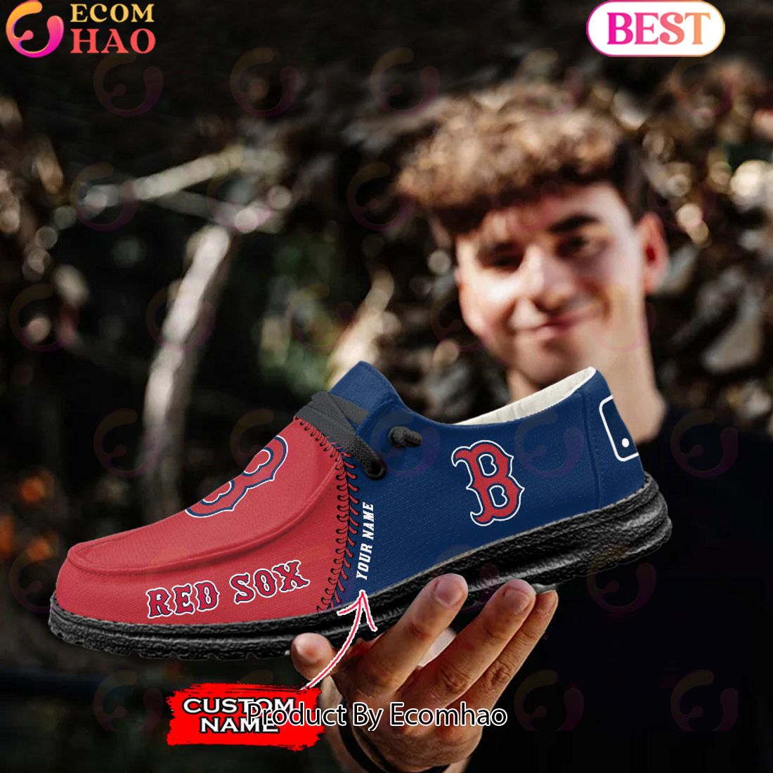 Custom Name MLB Boston Red Sox Hey Dude Shoes