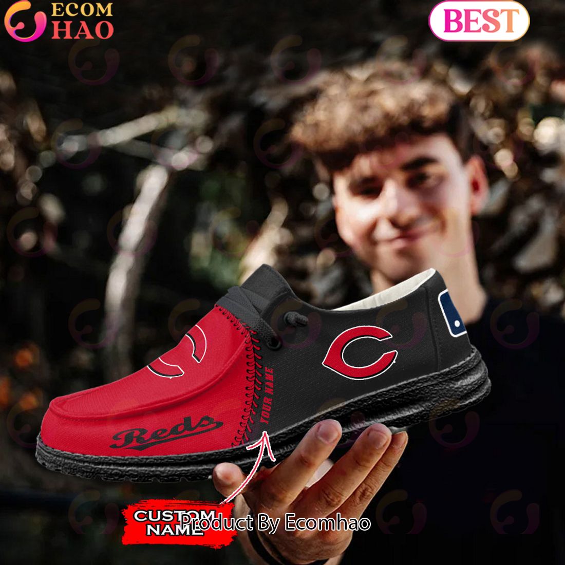 Custom Name MLB Cincinnati Reds Hey Dude Shoes