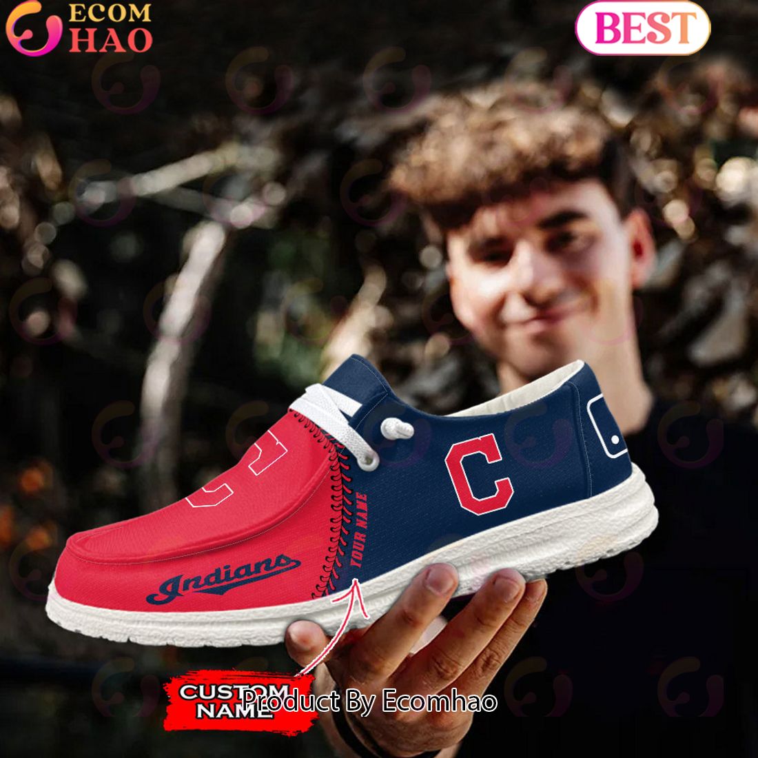 Custom Name MLB Cleveland Indians Hey Dude Shoes