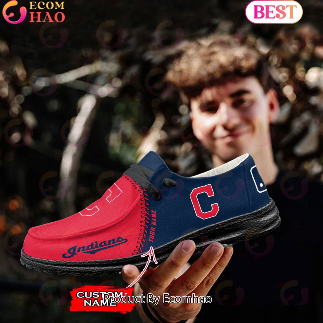 Custom Name MLB Cleveland Indians Hey Dude Shoes