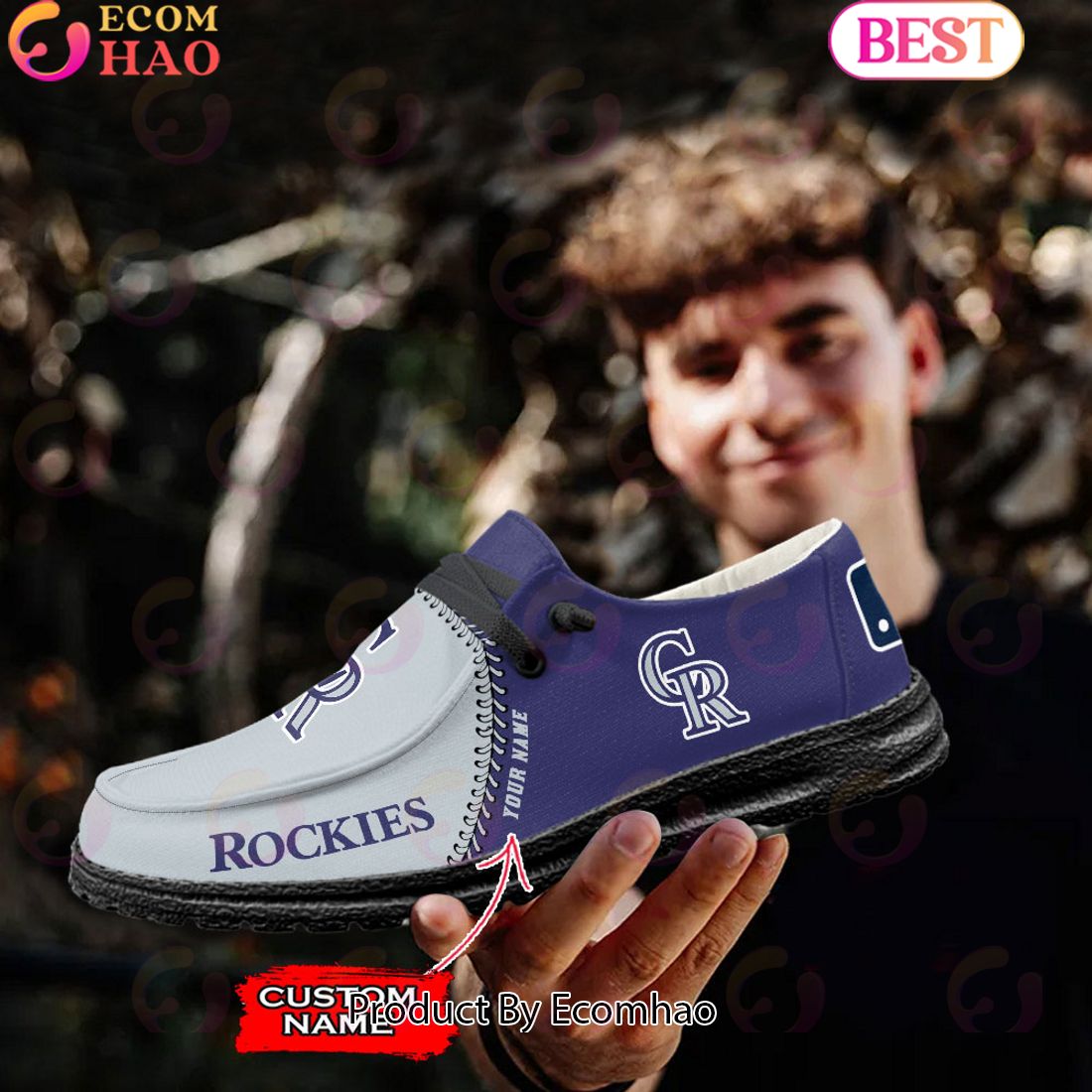 Custom Name MLB Colorado Rockies Hey Dude Shoes