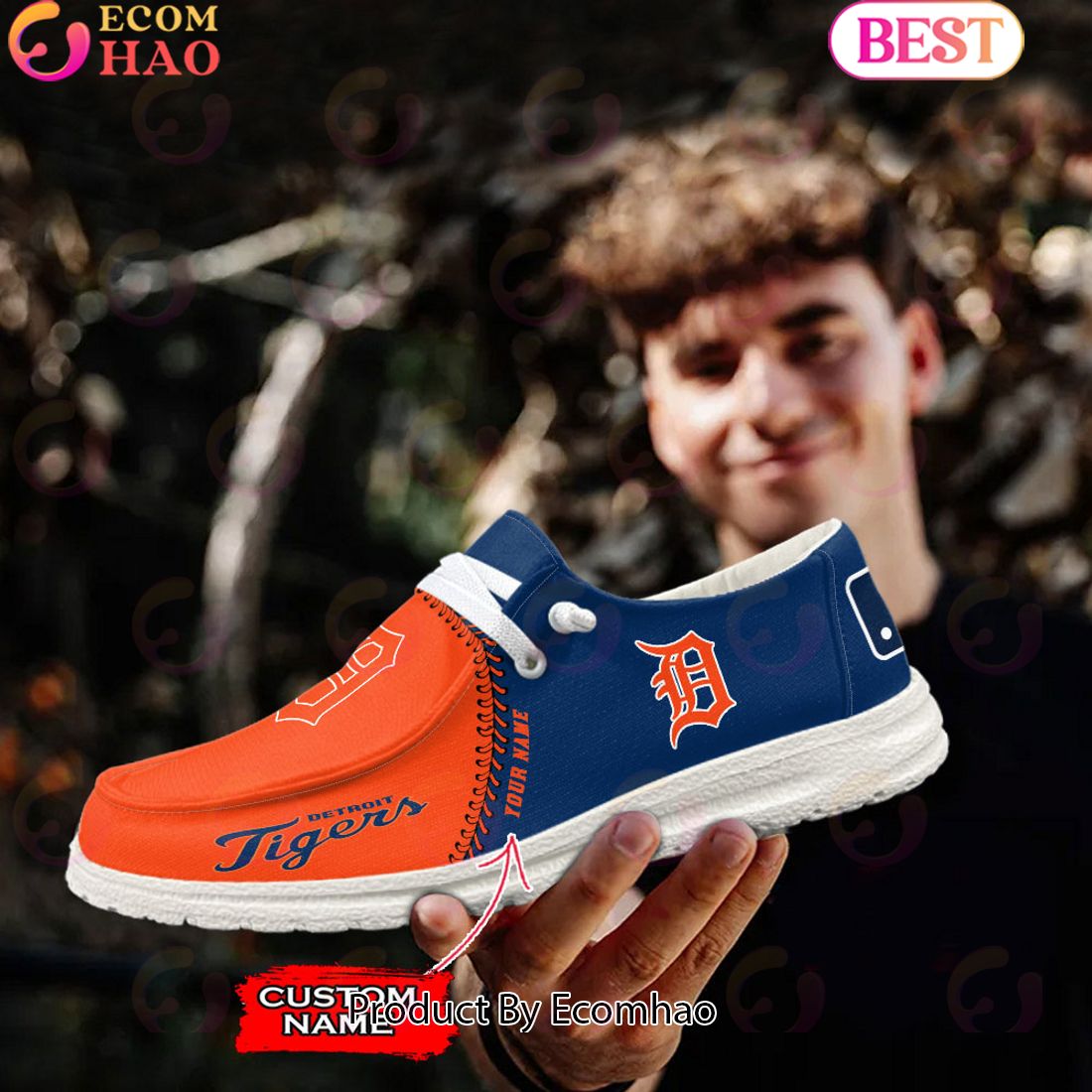 Custom Name MLB Detroit Tigers Hey Dude Shoes