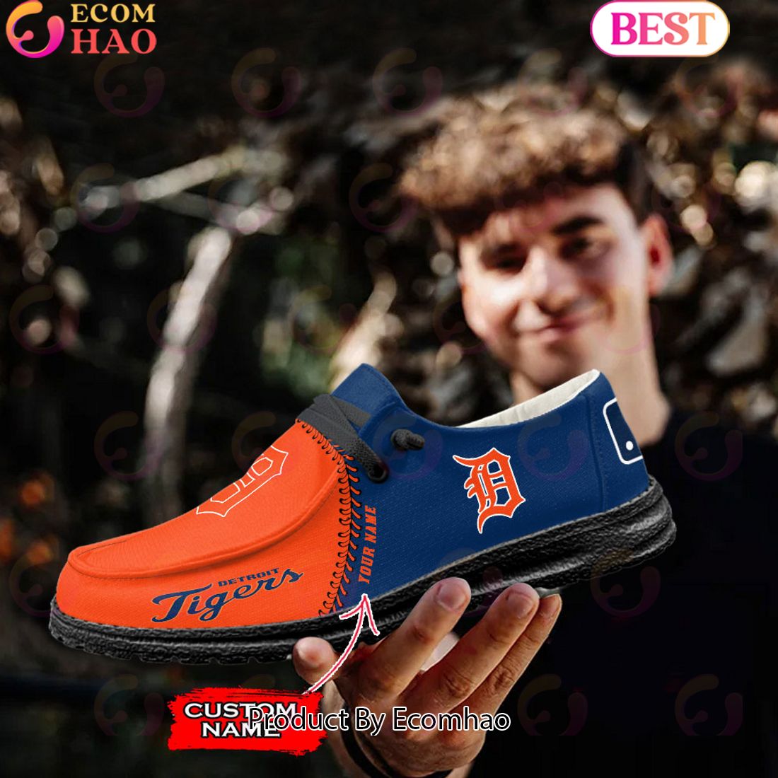 Custom Name MLB Detroit Tigers Hey Dude Shoes