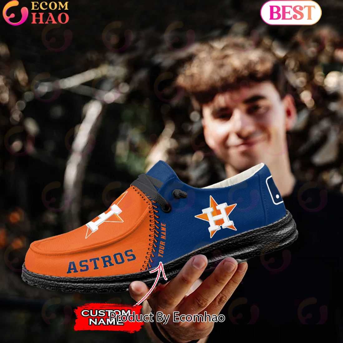 Custom Name MLB Houston Astros Hey Dude Shoes