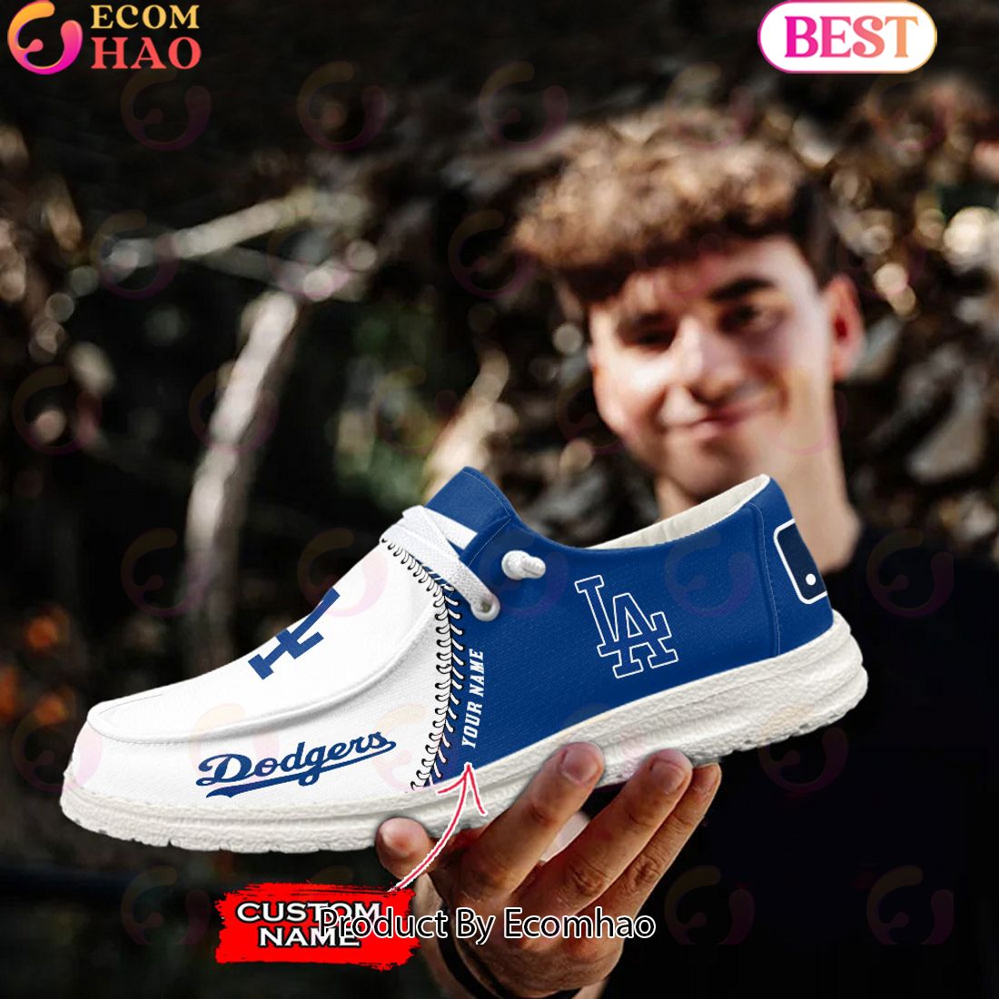 Custom Name MLB Los Angeles Dodgers Hey Dude Shoes