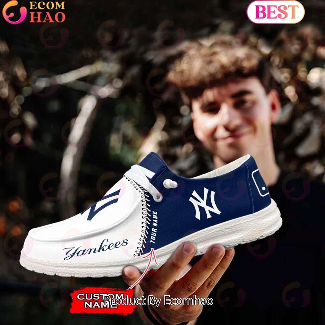 MLB New York Yankees Custom Name Hey Dude Shoes - Torunstyle