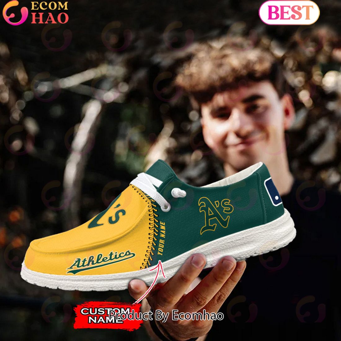 Custom Name MLB Oakland Athletics Hey Dude Shoes