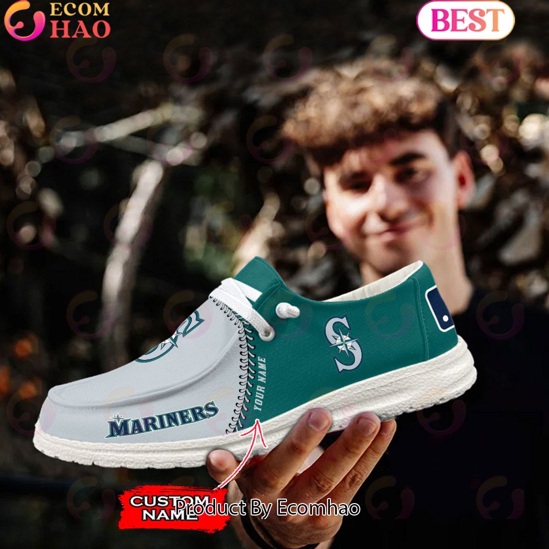 Custom Name MLB Seattle Mariners Hey Dude Shoes