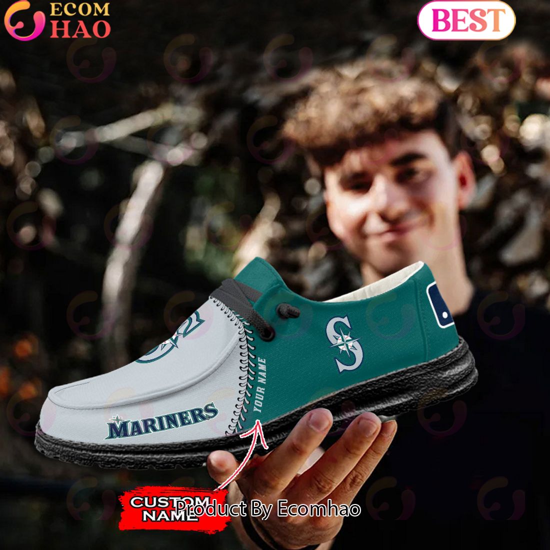 Custom Name MLB Seattle Mariners Hey Dude Shoes