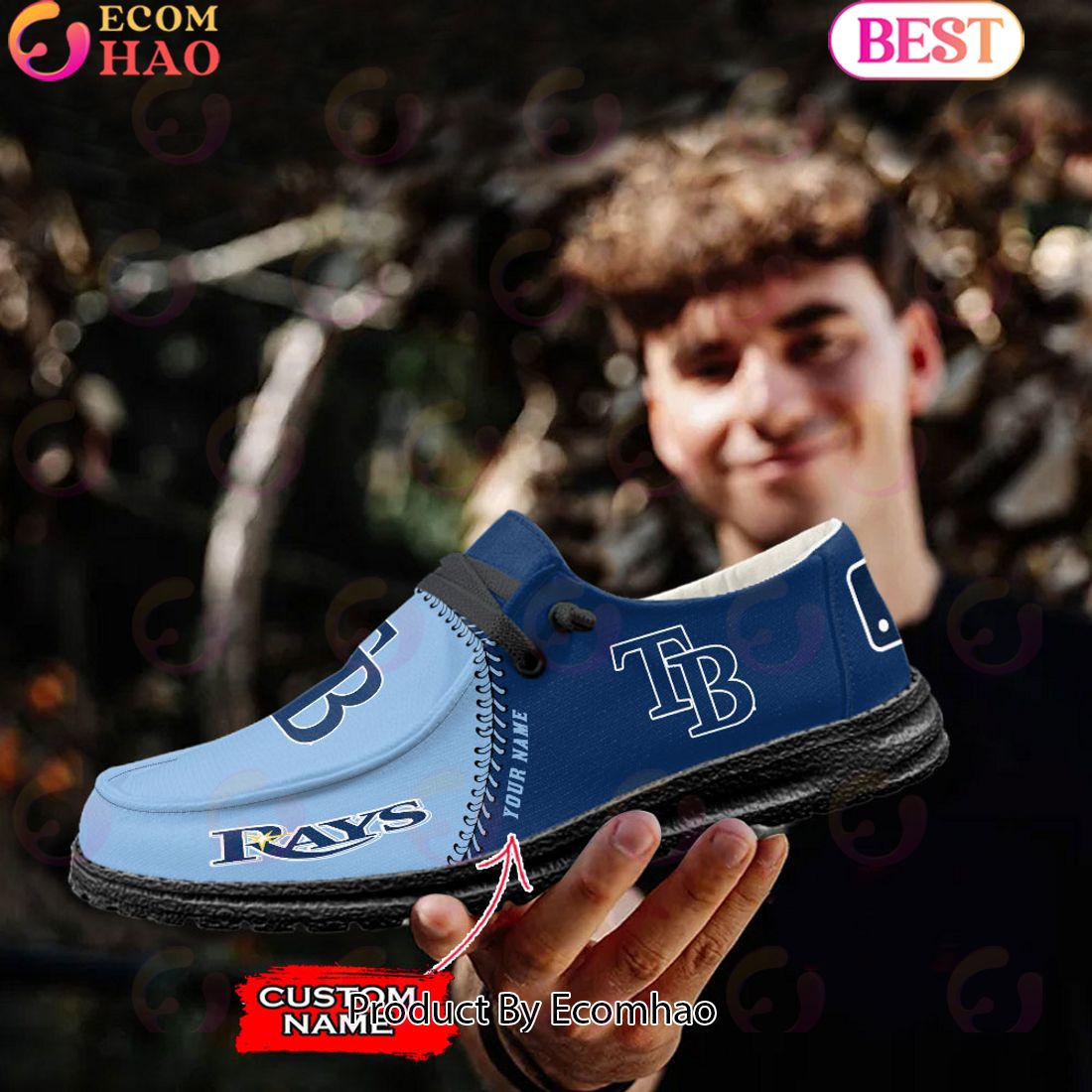 Custom Name MLB Tampa Bay Rays Hey Dude Shoes