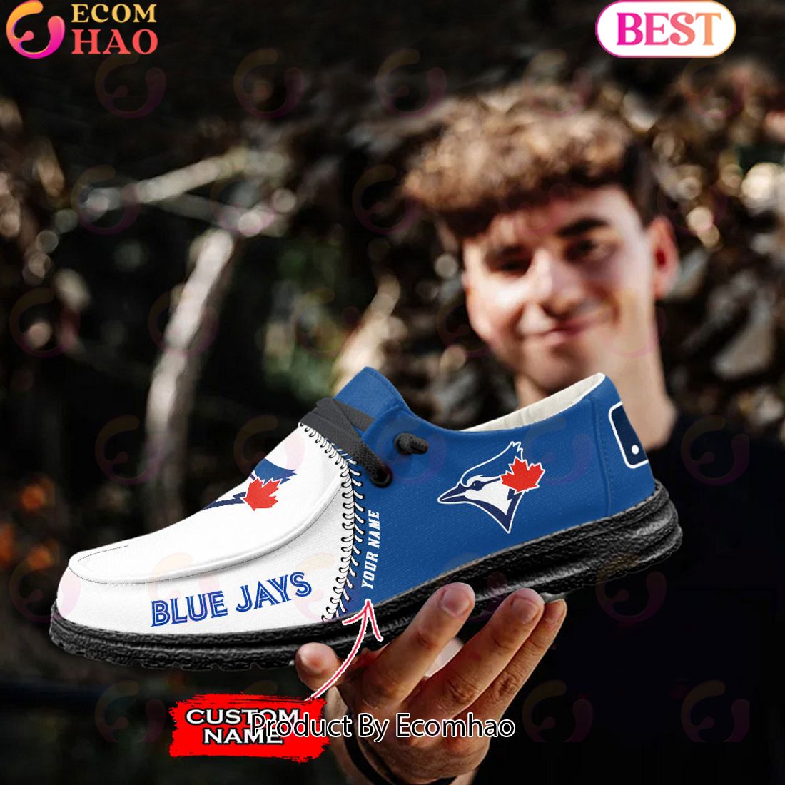 Custom Name MLB Toronto Blue Jays Hey Dude Shoes