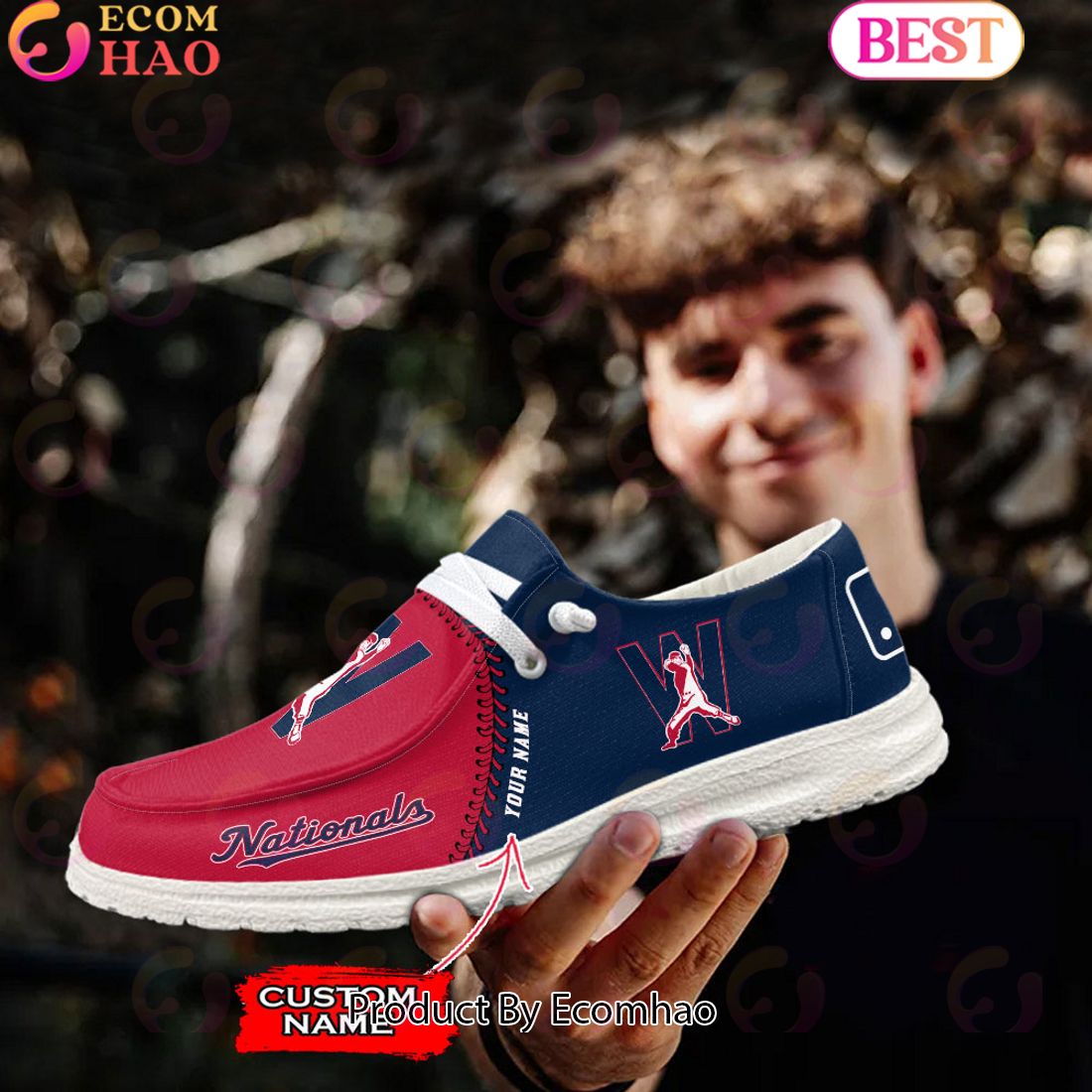 Custom Name MLB Washington Nationals Hey Dude Shoes