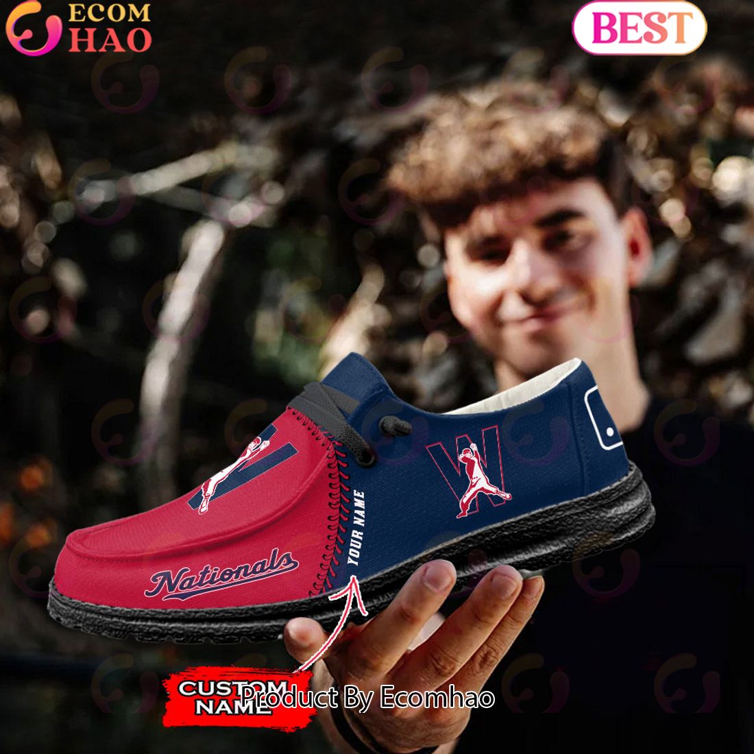 Custom Name MLB Washington Nationals Hey Dude Shoes