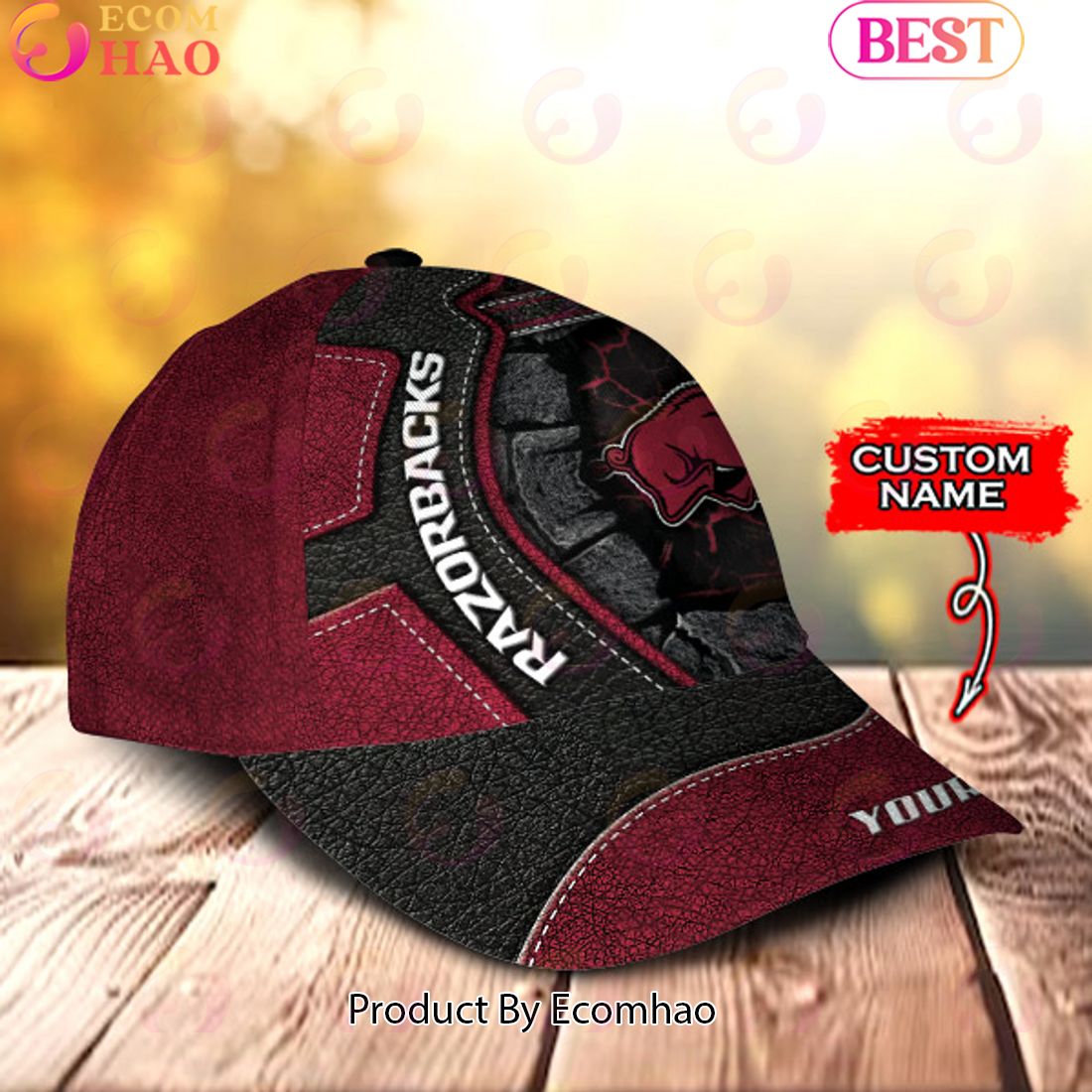 NCAA Arkansas Razorbacks Broken Wall Cap Custom Name