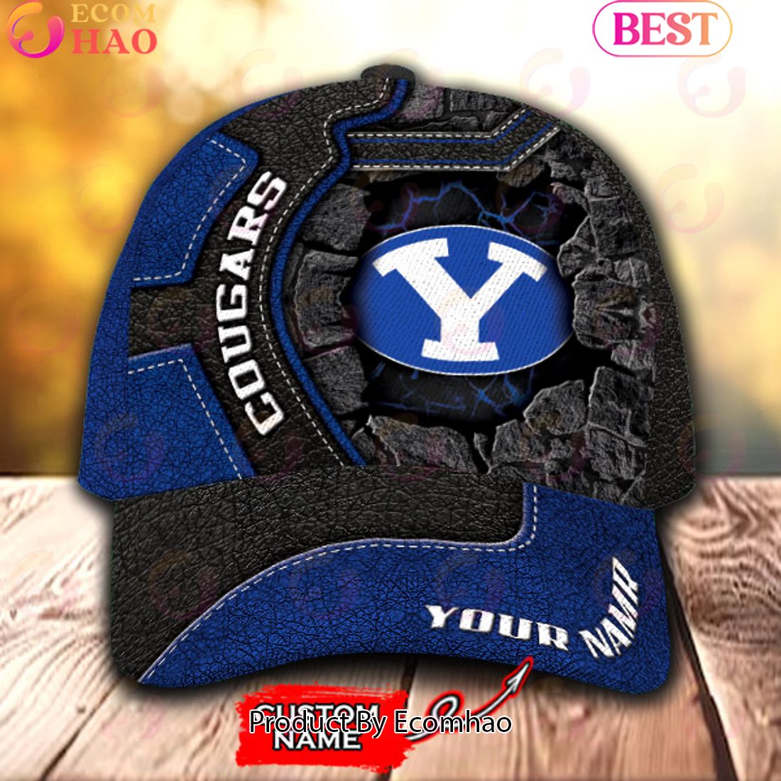 NCAA BYU Cougars Broken Wall Cap Custom Name