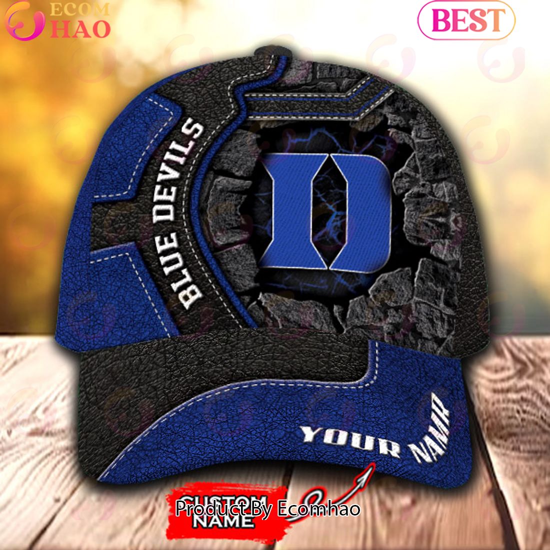 NCAA Duke Blue Devils Broken Wall Cap Custom Name