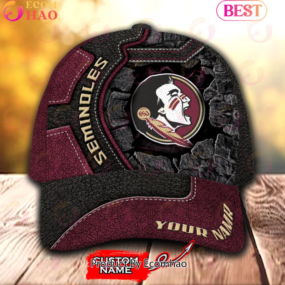 NCAA Florida State Seminoles Broken Wall Cap Custom Name