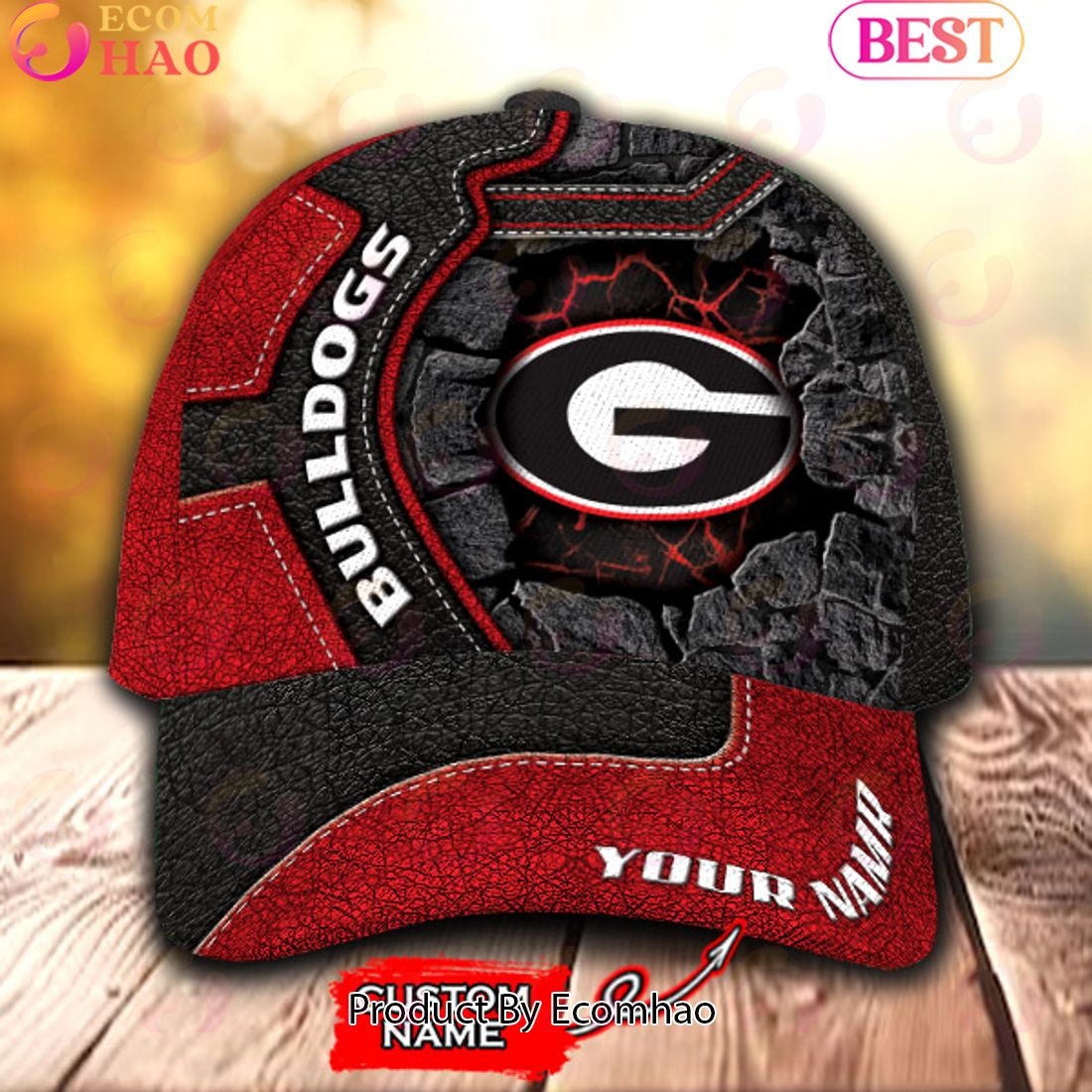 NCAA Georgia Bulldogs Broken Wall Cap Custom Name