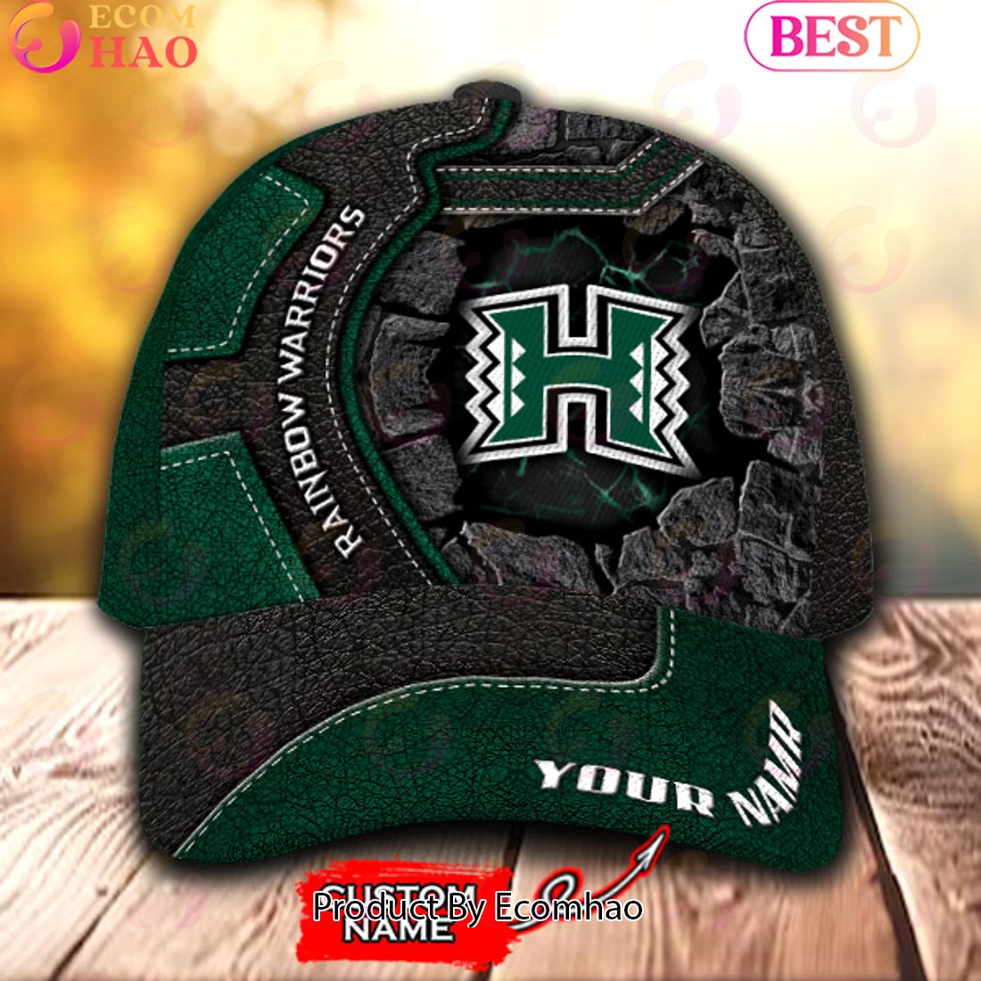 NCAA Hawaii Rainbow Warriors Broken Wall Cap Custom Name