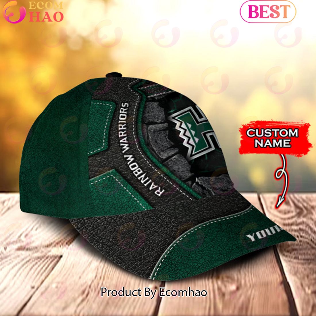 NCAA Hawaii Rainbow Warriors Broken Wall Cap Custom Name