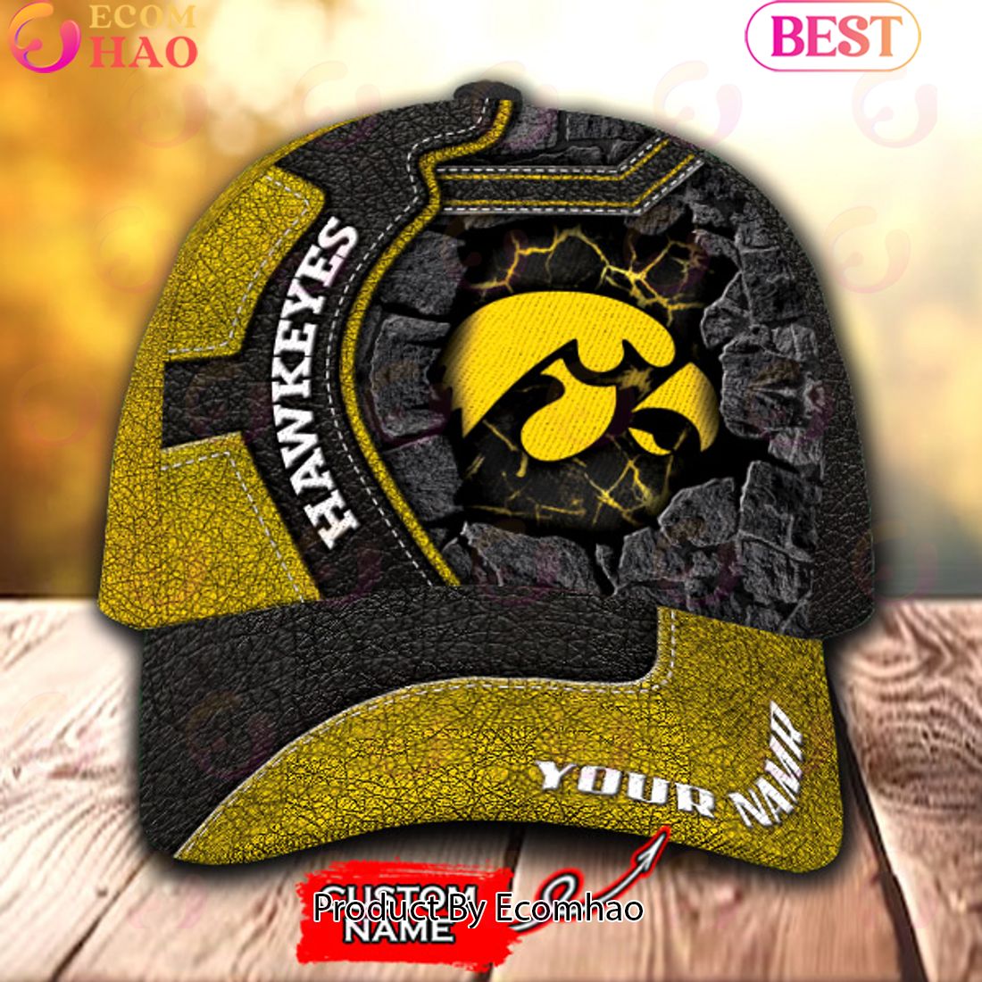 NCAA Iowa Hawkeyes Broken Wall Cap Custom Name