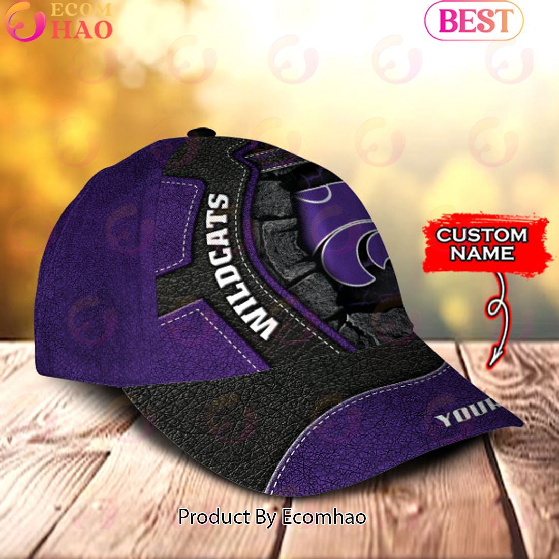 NCAA Kansas State Wildcats Broken Wall Cap Custom Name