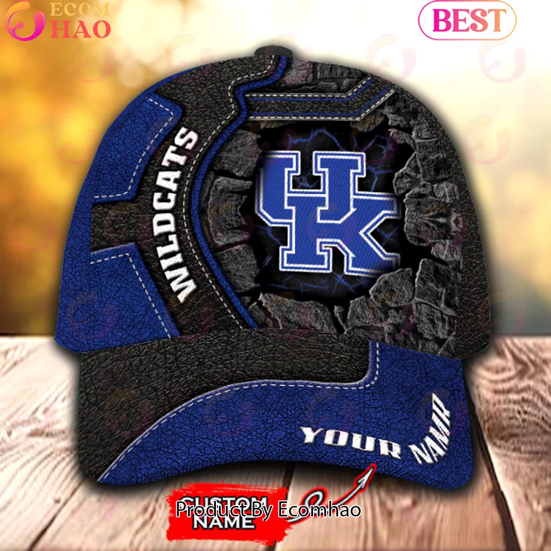 NCAA Kentucky Wildcats Broken Wall Cap Custom Name