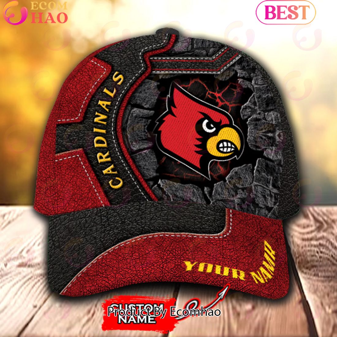 NCAA Louisville Cardinals Broken Wall Cap Custom Name