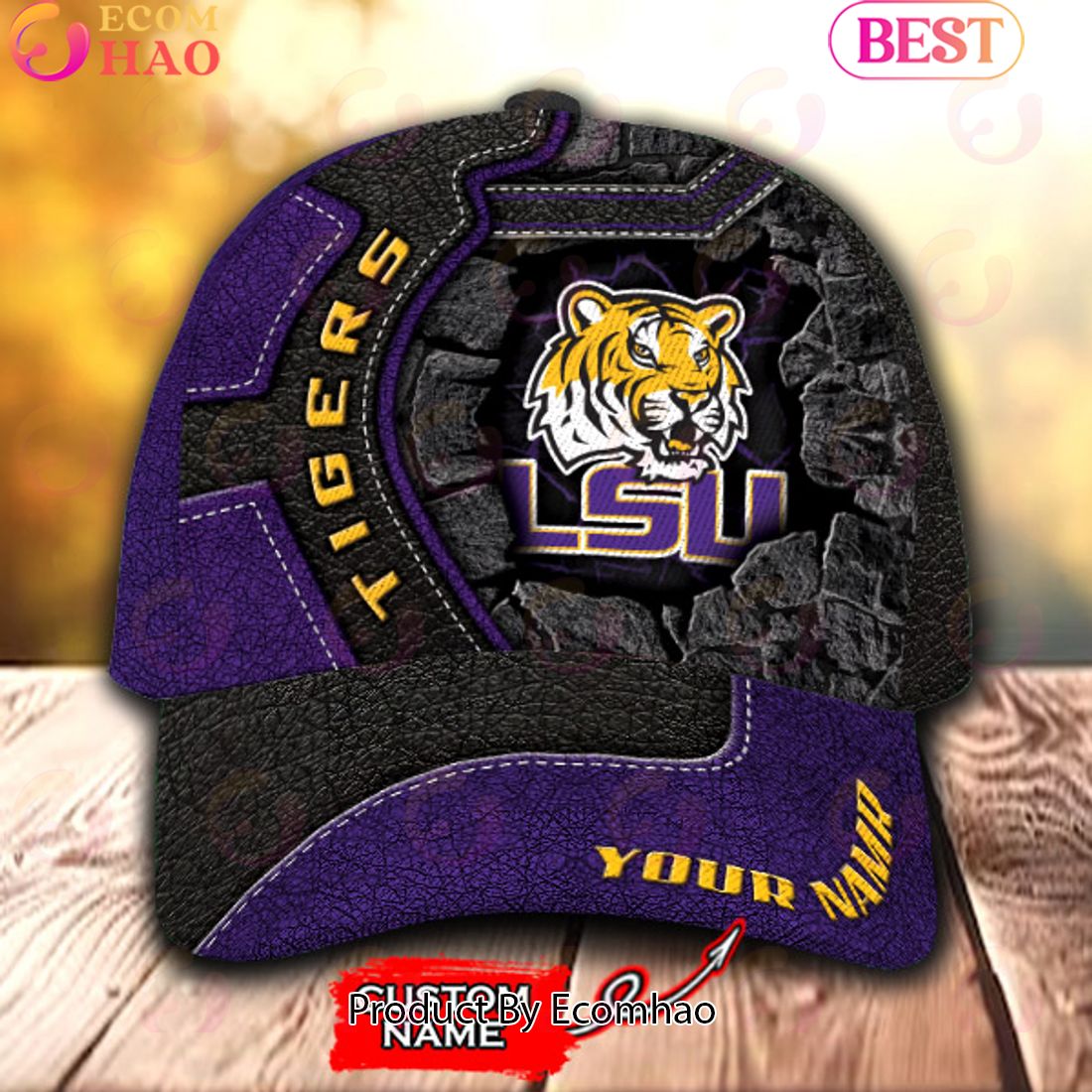 NCAA LSU Tigers Broken Wall Cap Custom Name