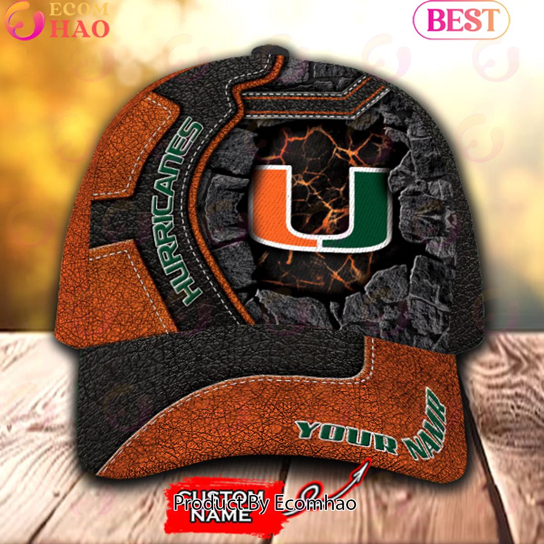 NCAA Miami Hurricanes Broken Wall Cap Custom Name