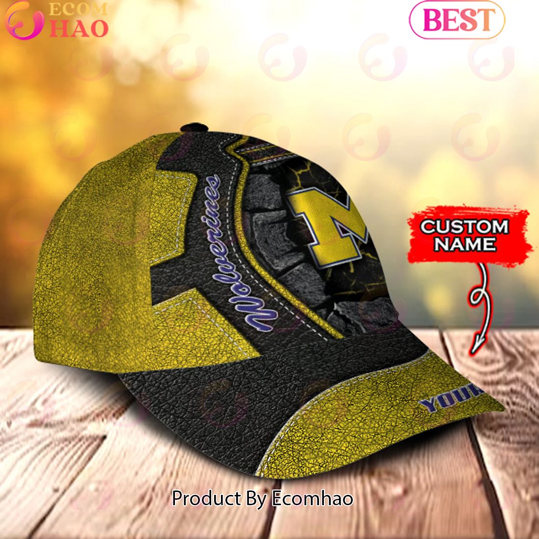 NCAA Michigan Wolverines Broken Wall Cap Custom Name