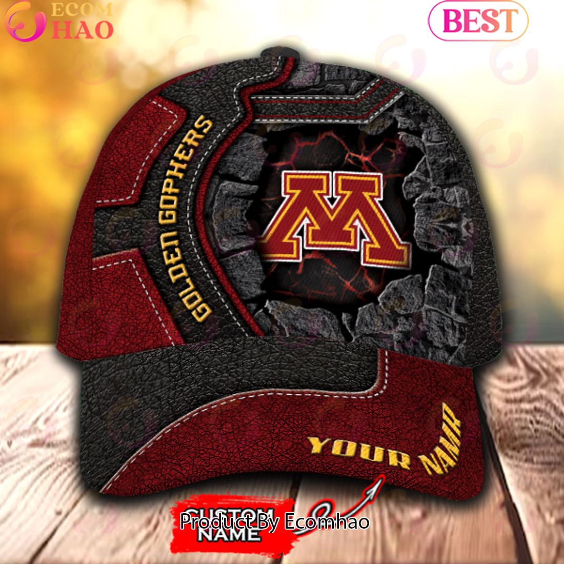 NCAA Minnesota Golden Gophers Broken Wall Cap Custom Name